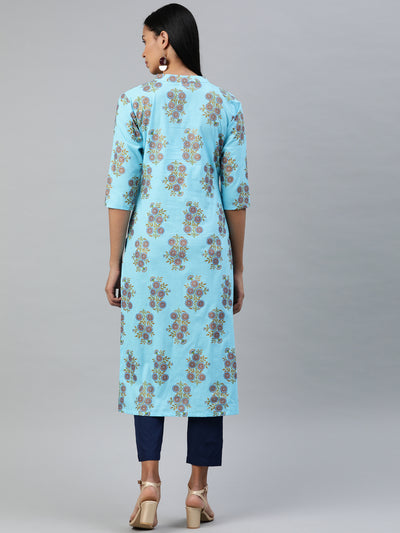 EXP - Clora Blue Printed Aline Kurta