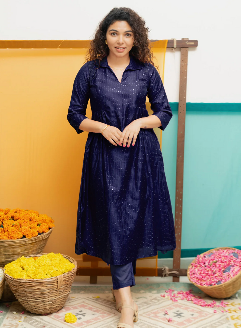 Teju Navy Kurti Set