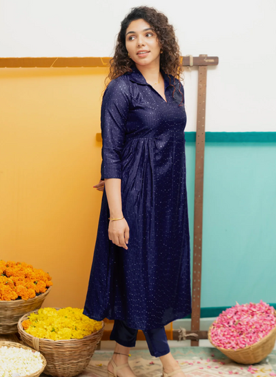 Teju Navy Kurti Set