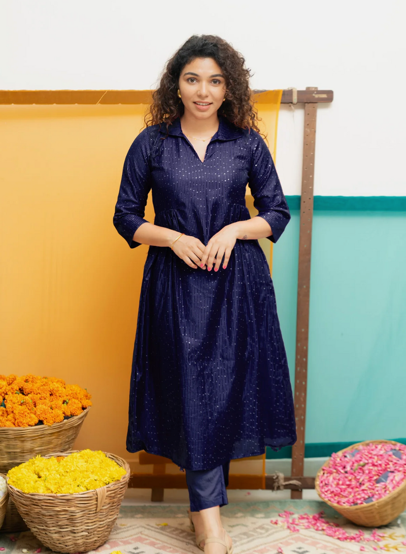 Teju Navy Kurti Set