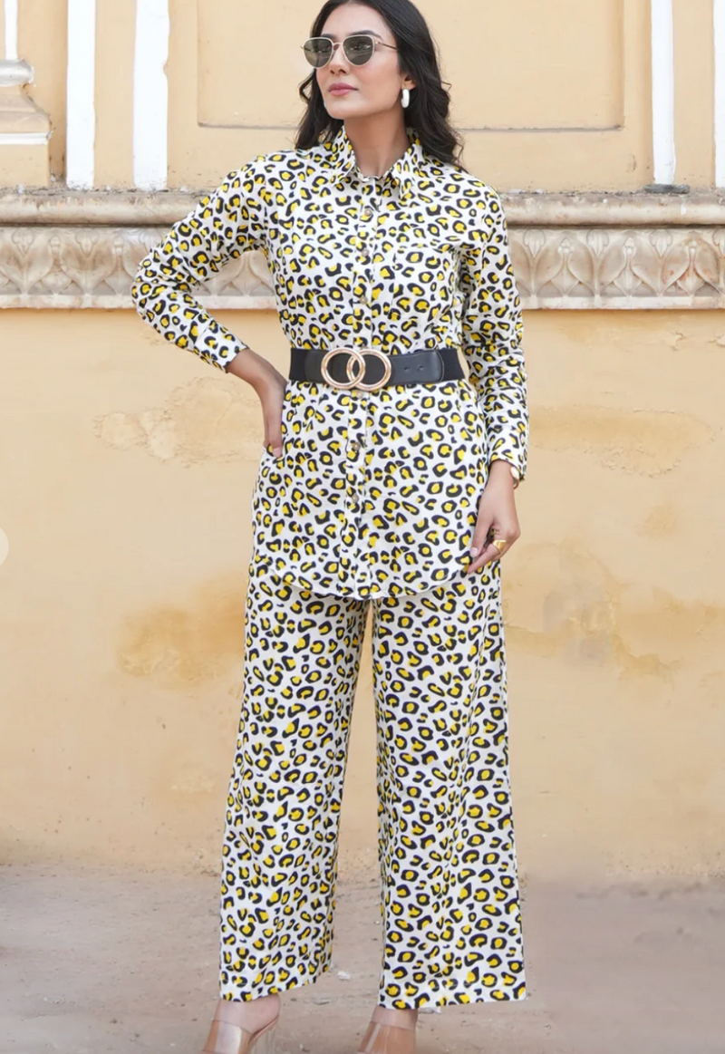 EXP - Leopard Yellow Cotton Co-Ord Set