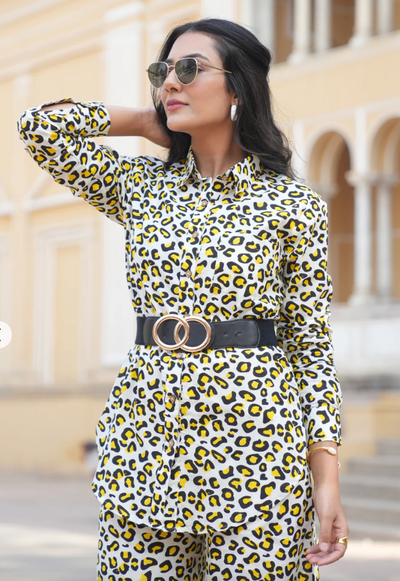 EXP - Leopard Yellow Cotton Co-Ord Set