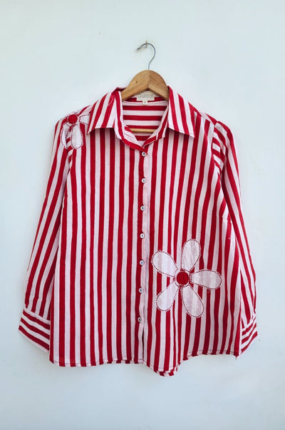 Daisy Stripe Shirt Red