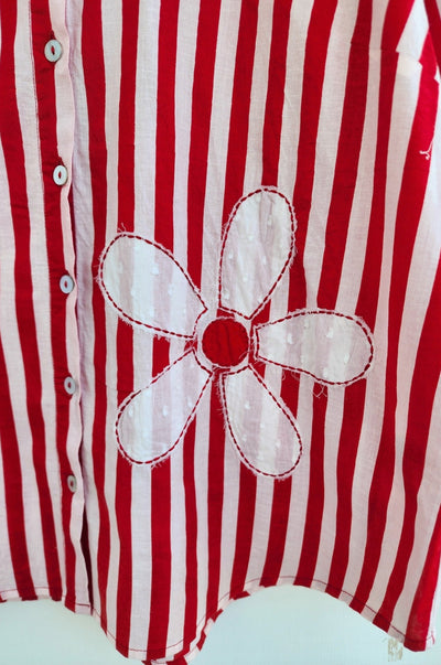 Daisy Stripe Shirt Red