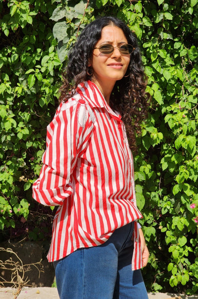 Daisy Stripe Shirt Red