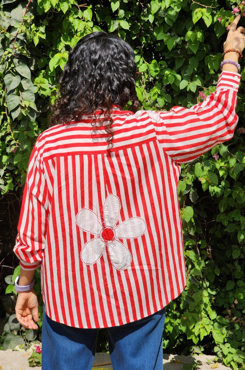 Daisy Stripe Shirt Red