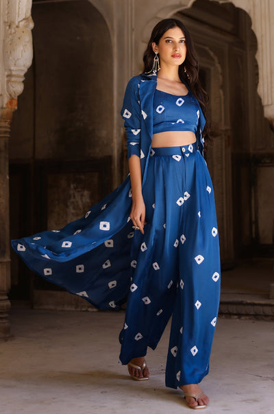 EXP - Indigo bandhani modal satin cover up
