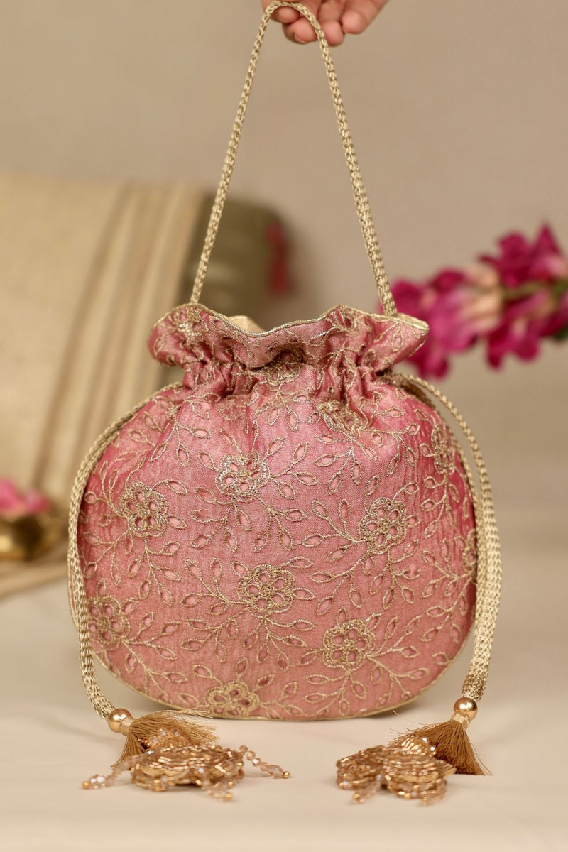 Tarang cutwork potli - Pink