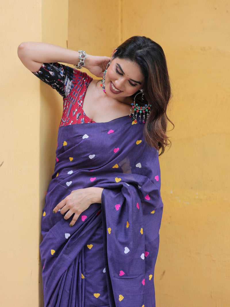 Devika Purple hearts saree