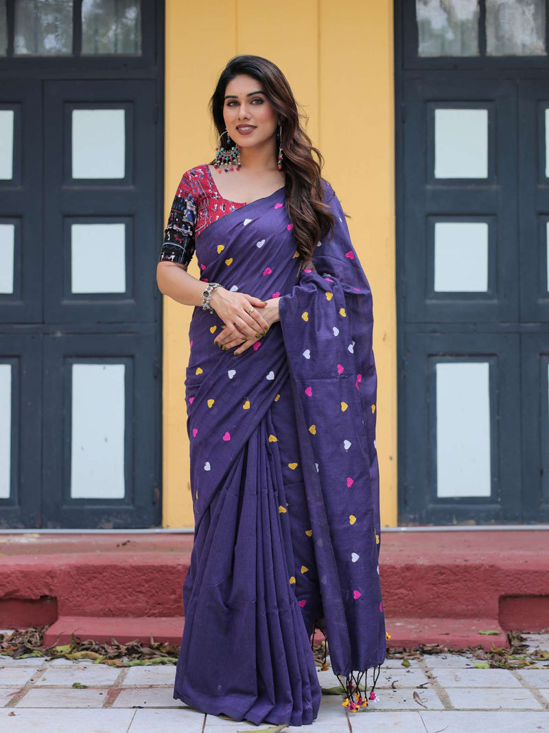 Devika Purple hearts saree