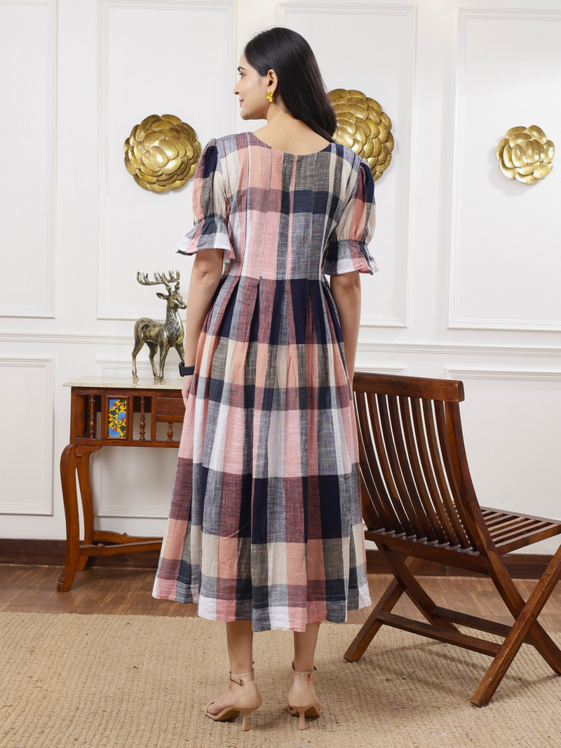 Checkmate box pleated dress