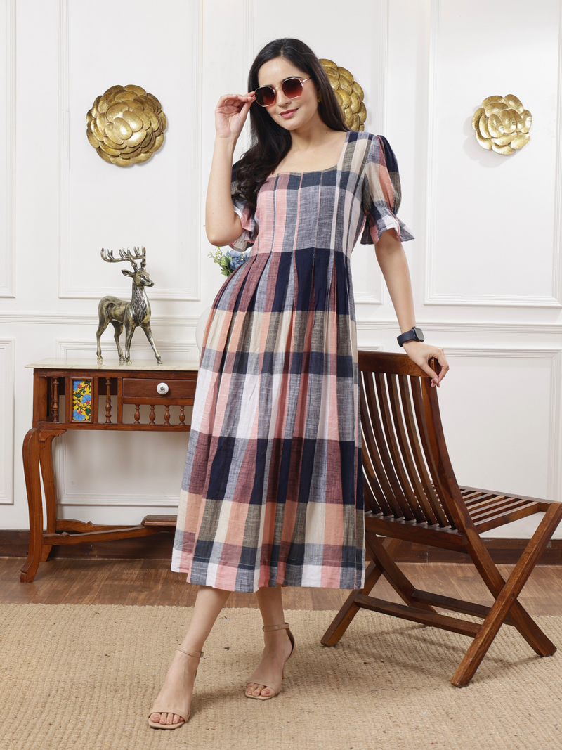 Checkmate box pleated dress