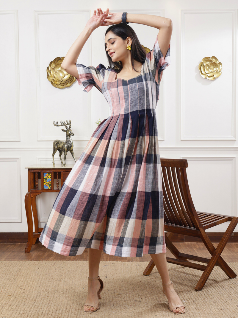 Checkmate box pleated dress