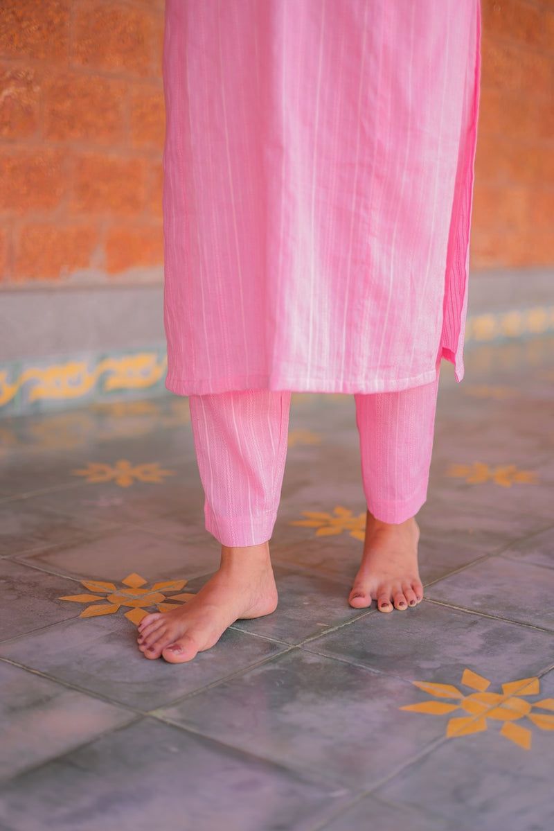 Candy Pink Embroidered Co-ord Set with Dupatta