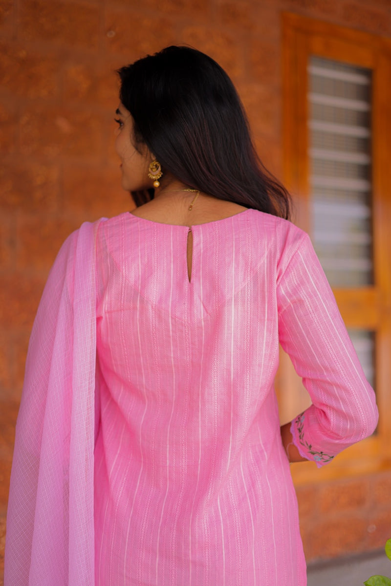 Candy Pink Embroidered Co-ord Set with Dupatta