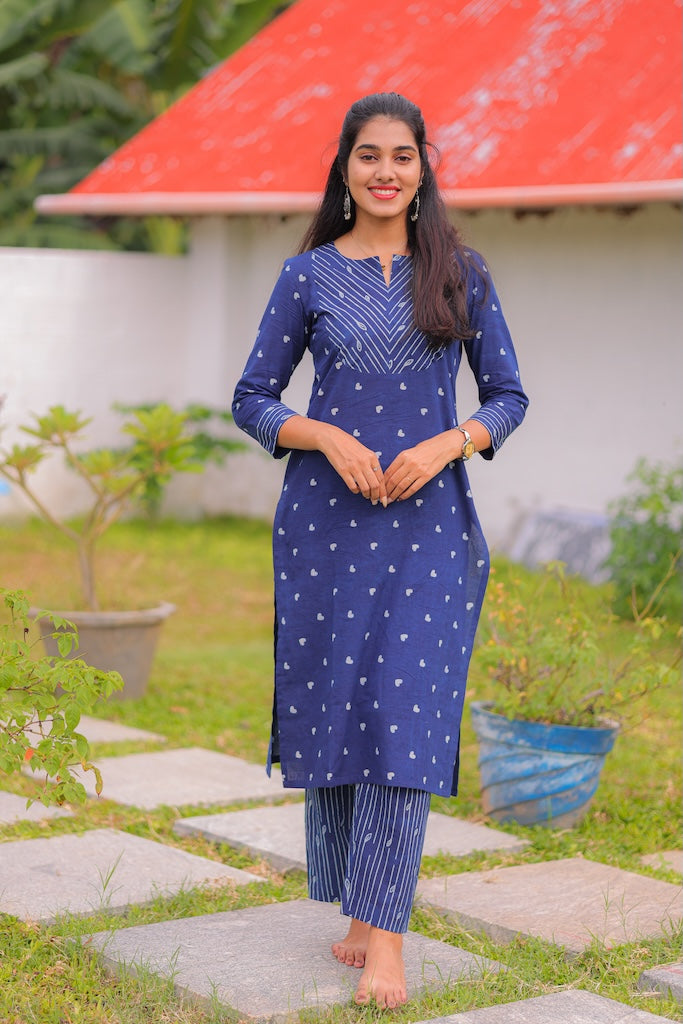 Indigo Wave Handblock Kurta Set