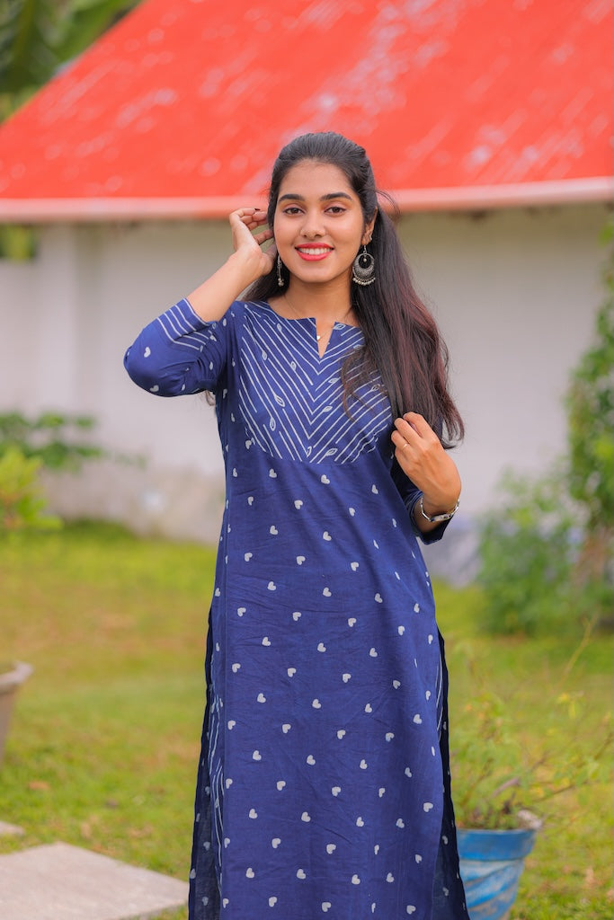 Indigo Wave Handblock Kurta Set