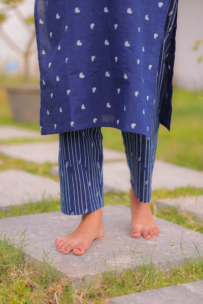 Indigo Wave Handblock Kurta Set