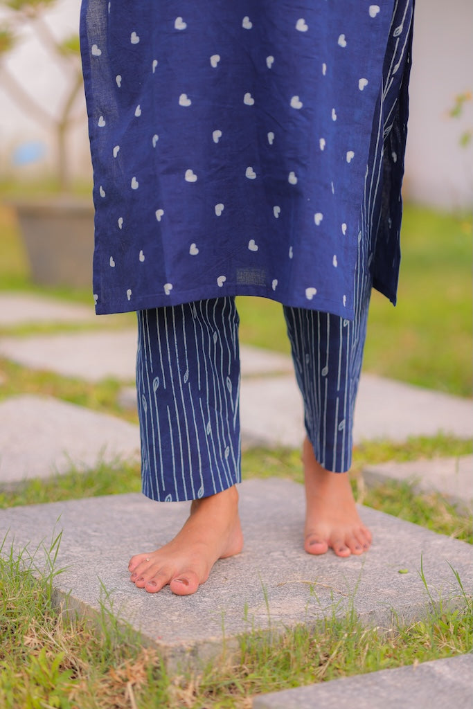 Indigo Wave Handblock Kurta Set