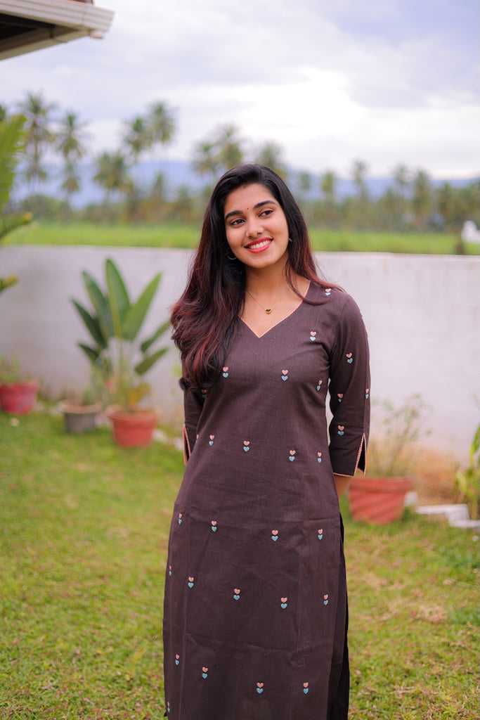 Coffee Blossom Embroidered Co-ord Set