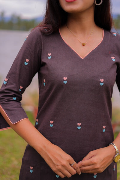 Coffee Blossom Embroidered Co-ord Set