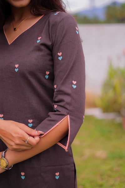 Coffee Blossom Embroidered Co-ord Set