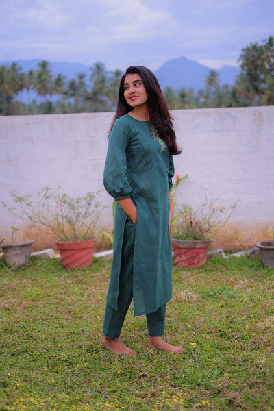 Emerald Vine Embroidered Co-ord Set