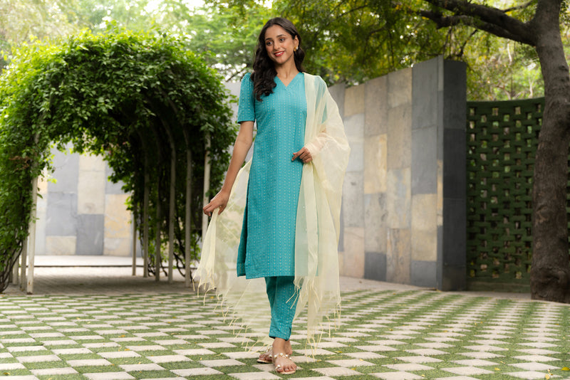 EXP - Anika Turquoise kurta set