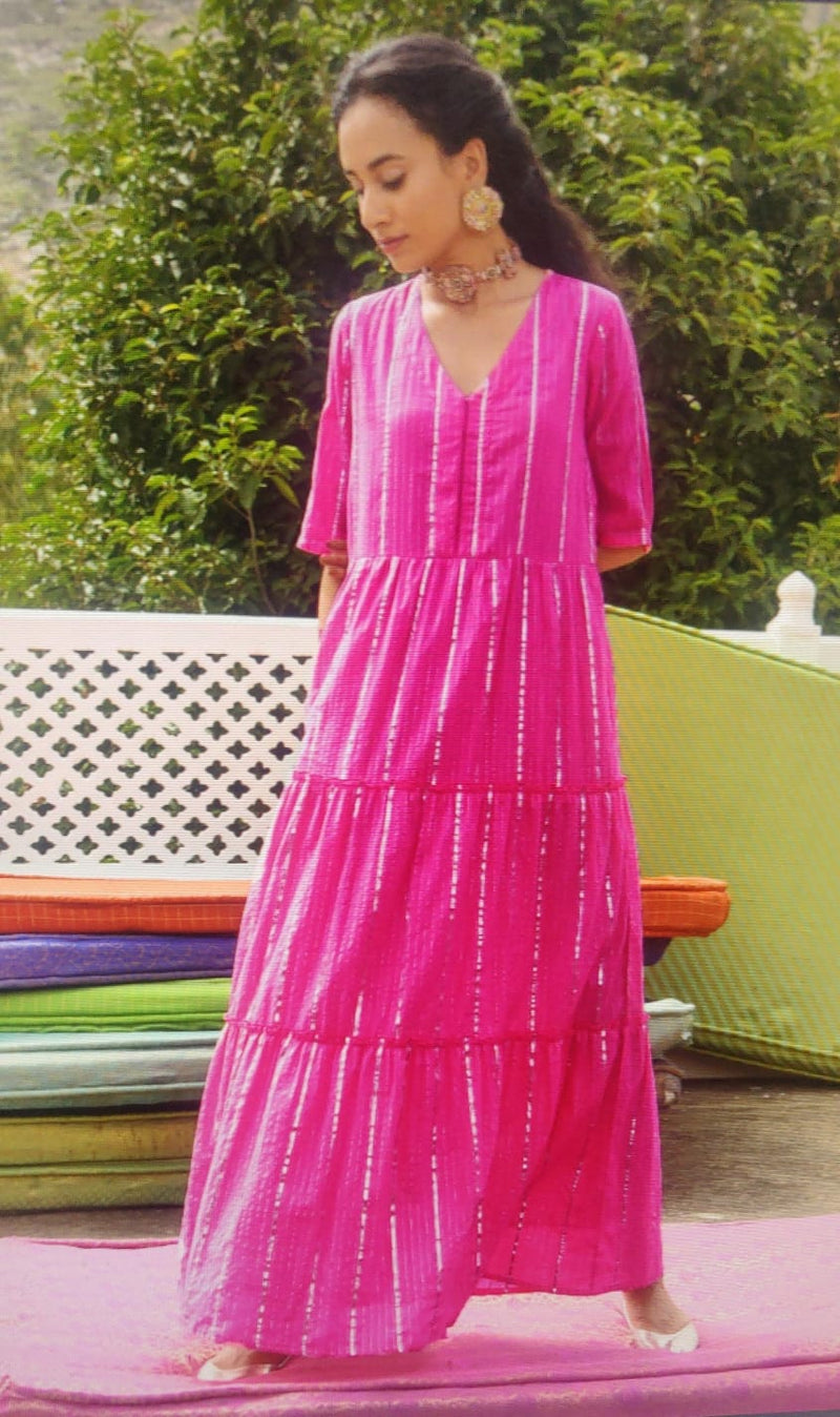 EXP - Neri Pink Tier Maxi Dress