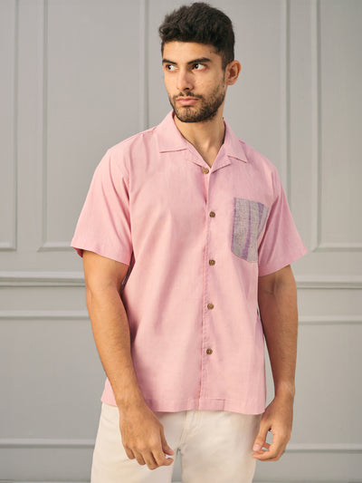 EXP - Pink Khadi Cotton Shirt With Patch Pocket