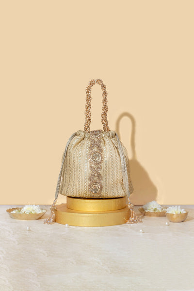 Yari Embroidered Bucket bag - Gold