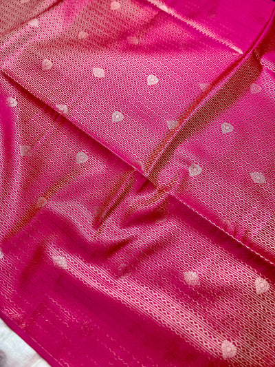 Soft Silk Saree  -Cerise Pink + Gold