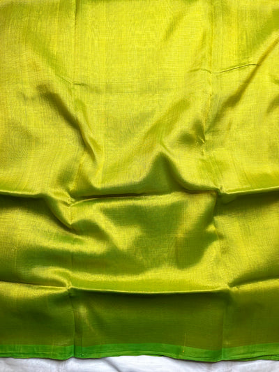 Handwoven silk cotton saree - Bold Green Yellow