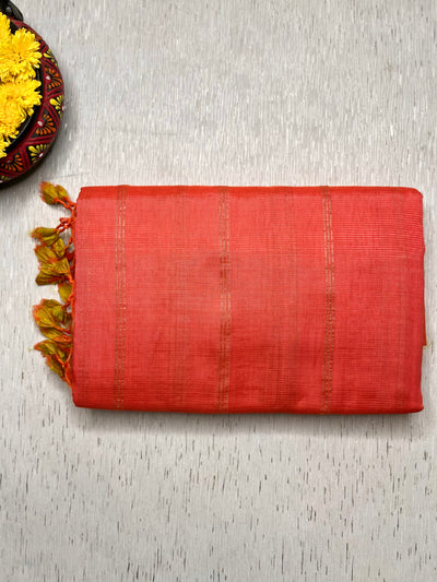 Handwoven Mangalgiri Silk Cotton Saree - Sweet Pink + Energy Yellow