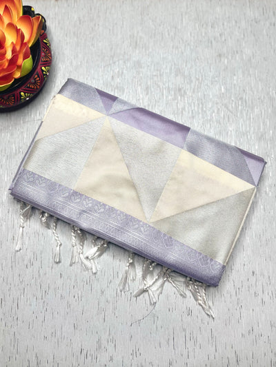 Soft Silk Saree  - Lavender Purple + Moon Mist