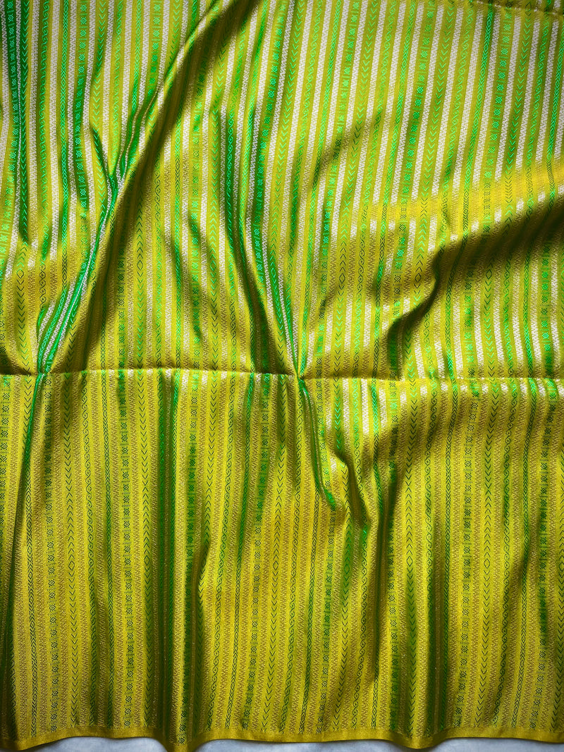 Soft Silk Saree  - Olivetone+ Mist Cream