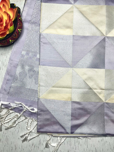 Soft Silk Saree  - Lavender Purple + Moon Mist
