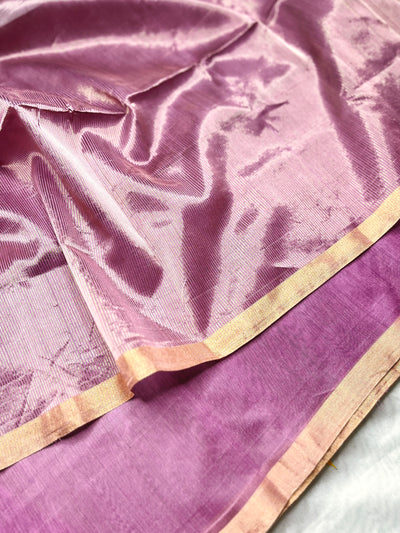 Handwoven Maheshwari Silk Cotton Saree - Mauve