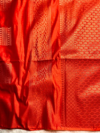 Soft Silk Saree  - Spicy Red + Gold