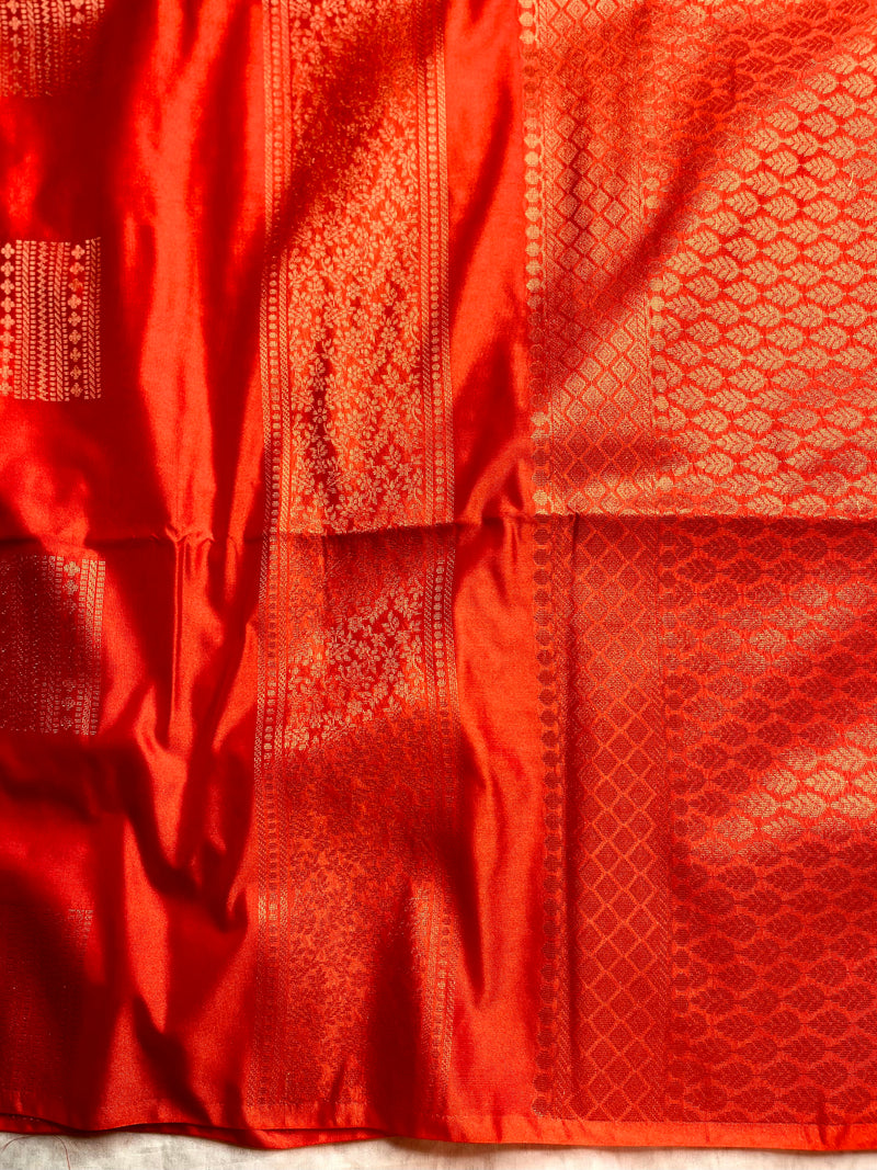 Soft Silk Saree  - Spicy Red + Gold