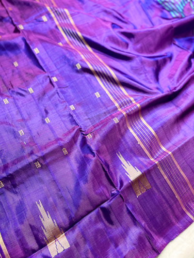 Handwoven Art Silk Saree -  Fountain Blue+ Vivid Violet