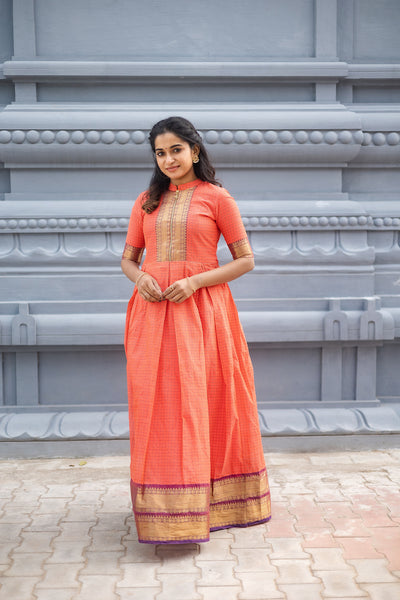 Shivani Orange With Violet Border