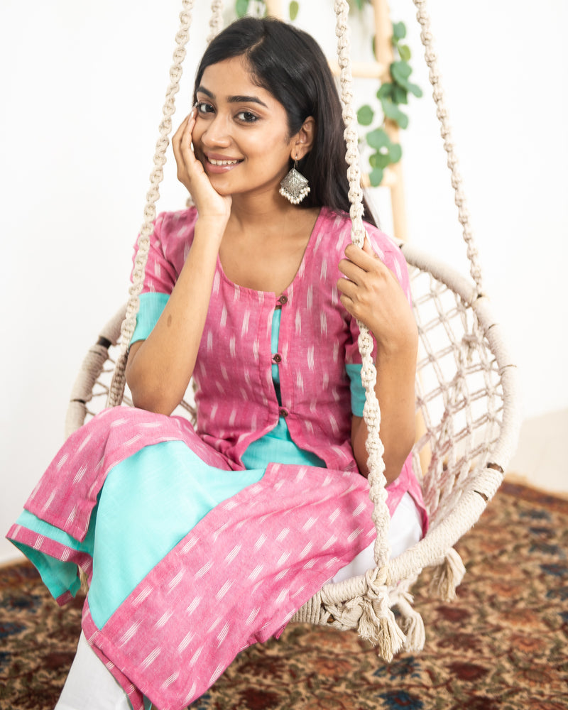 Ranjani – A Pastel Pink & Blue Ikat Kurti