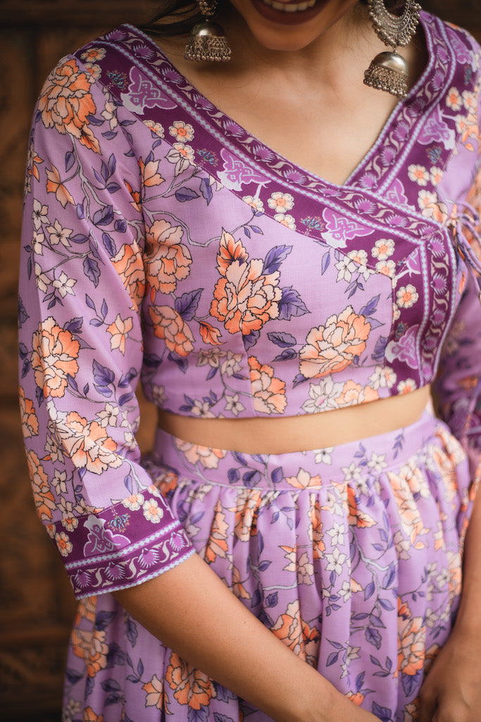 Nadhiya Crop Top & Skirt - Lilac