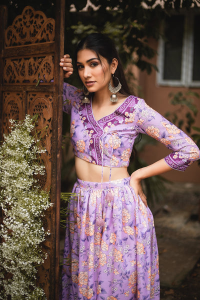 Nadhiya Crop Top & Skirt - Lilac