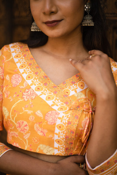 Nadhiya Crop Top & Skirt - Mango Yellow
