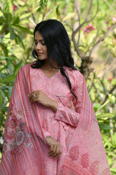Lily-Pink Dress with Dupatta