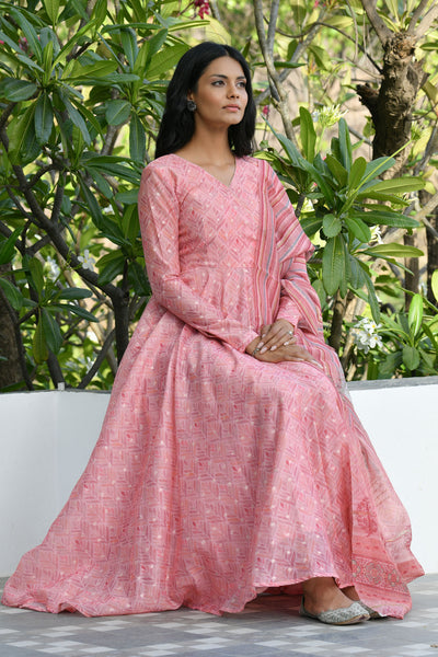 Lily-Pink Dress with Dupatta