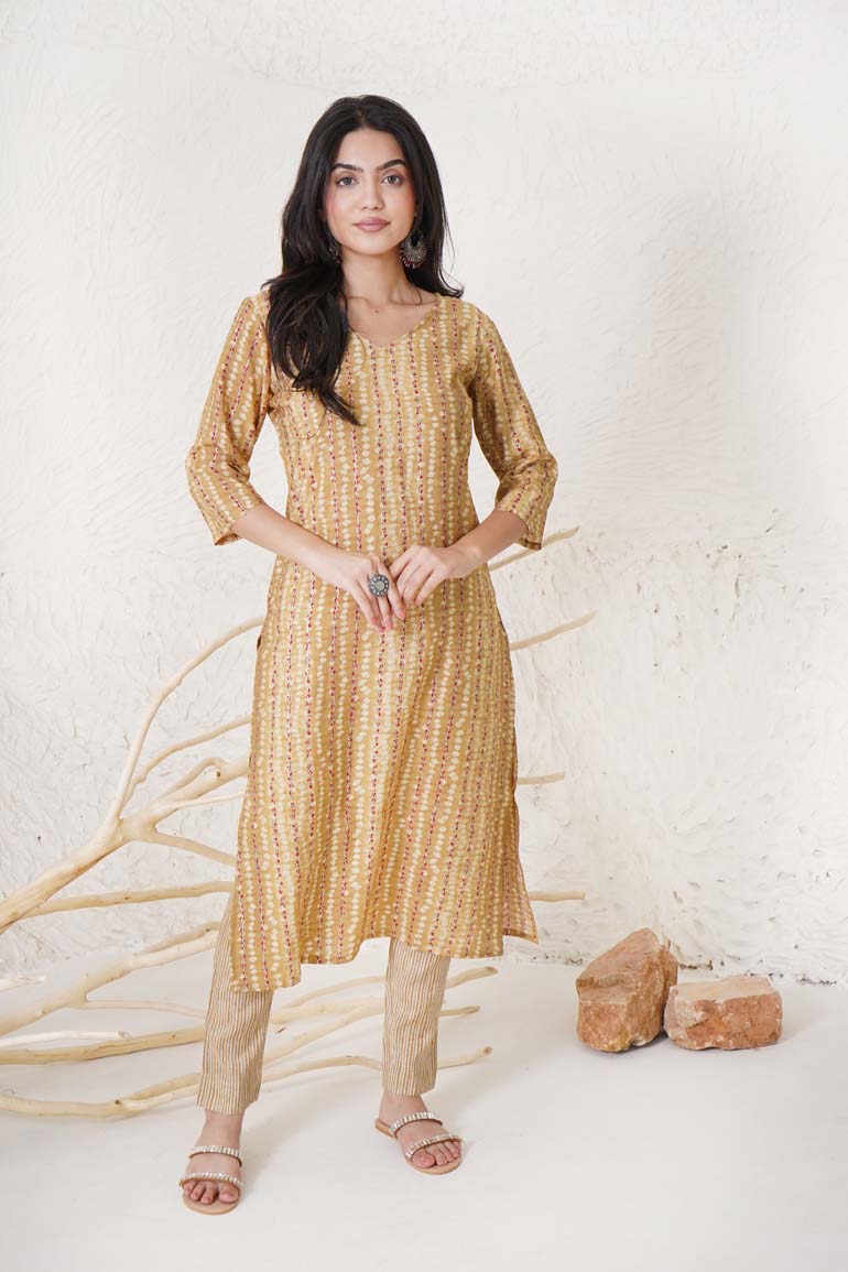 Mustard Bandhej Print Set