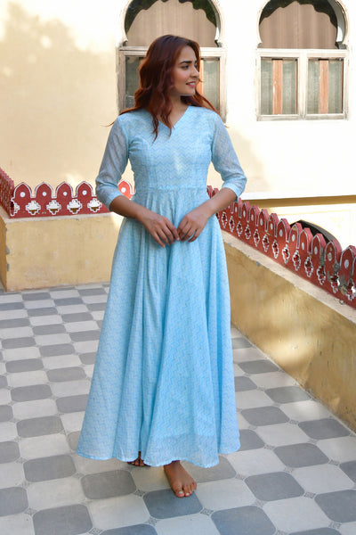Diya-Pastel Blue Dress with Dupatta